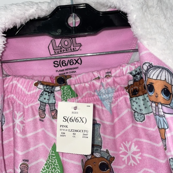 New Lol girls  pink 2pc pajama set sz s 6/6x - Picture 4 of 5
